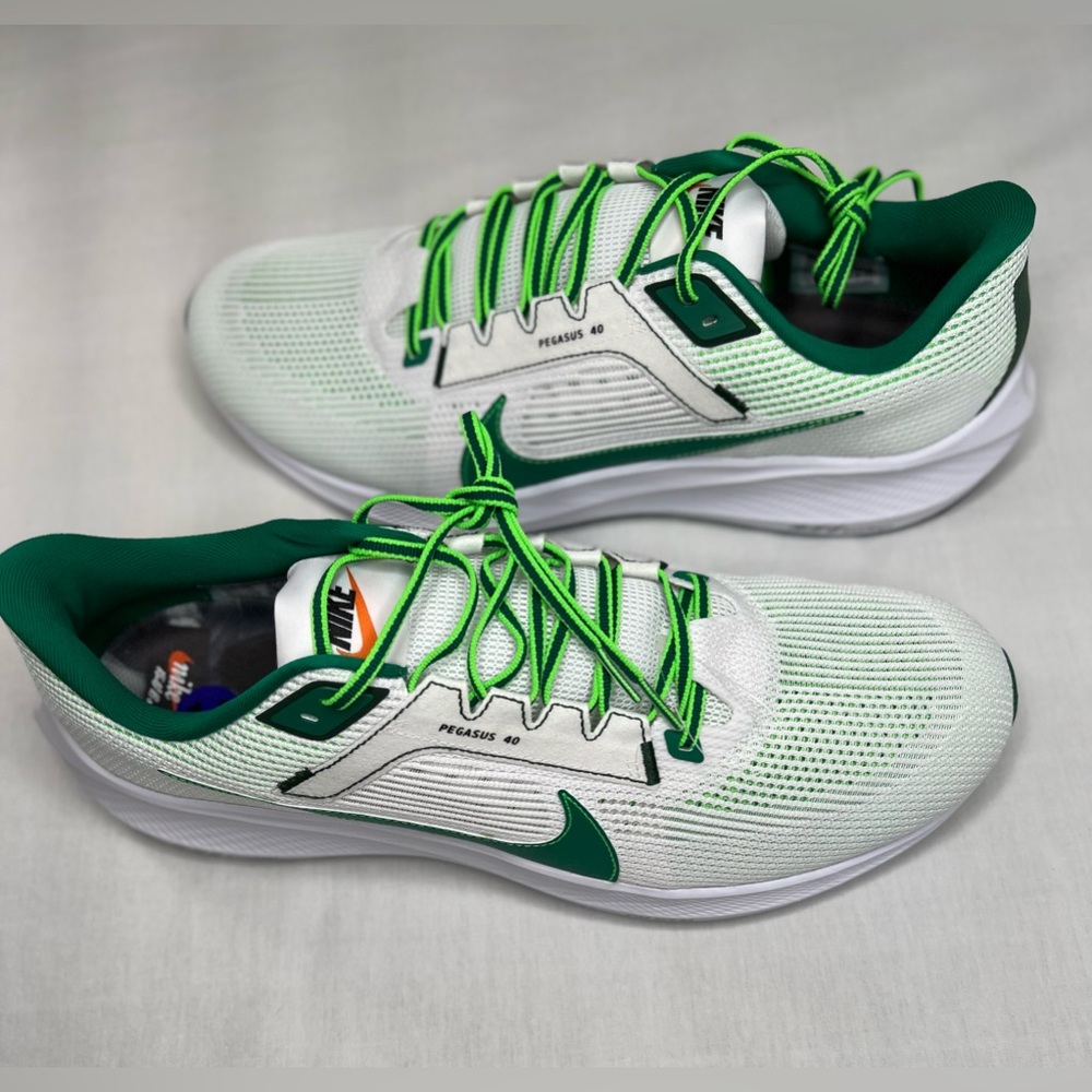 Nike Pegasus 40 Premium Men Size 14 Road Running Shoes White/Green FJ0329-100